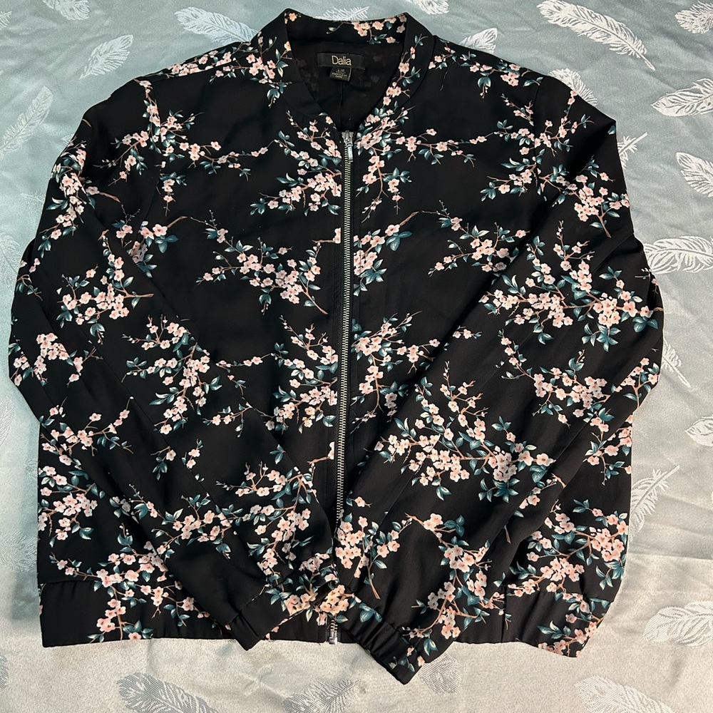 Dalia Black Floral Bomber Jacket